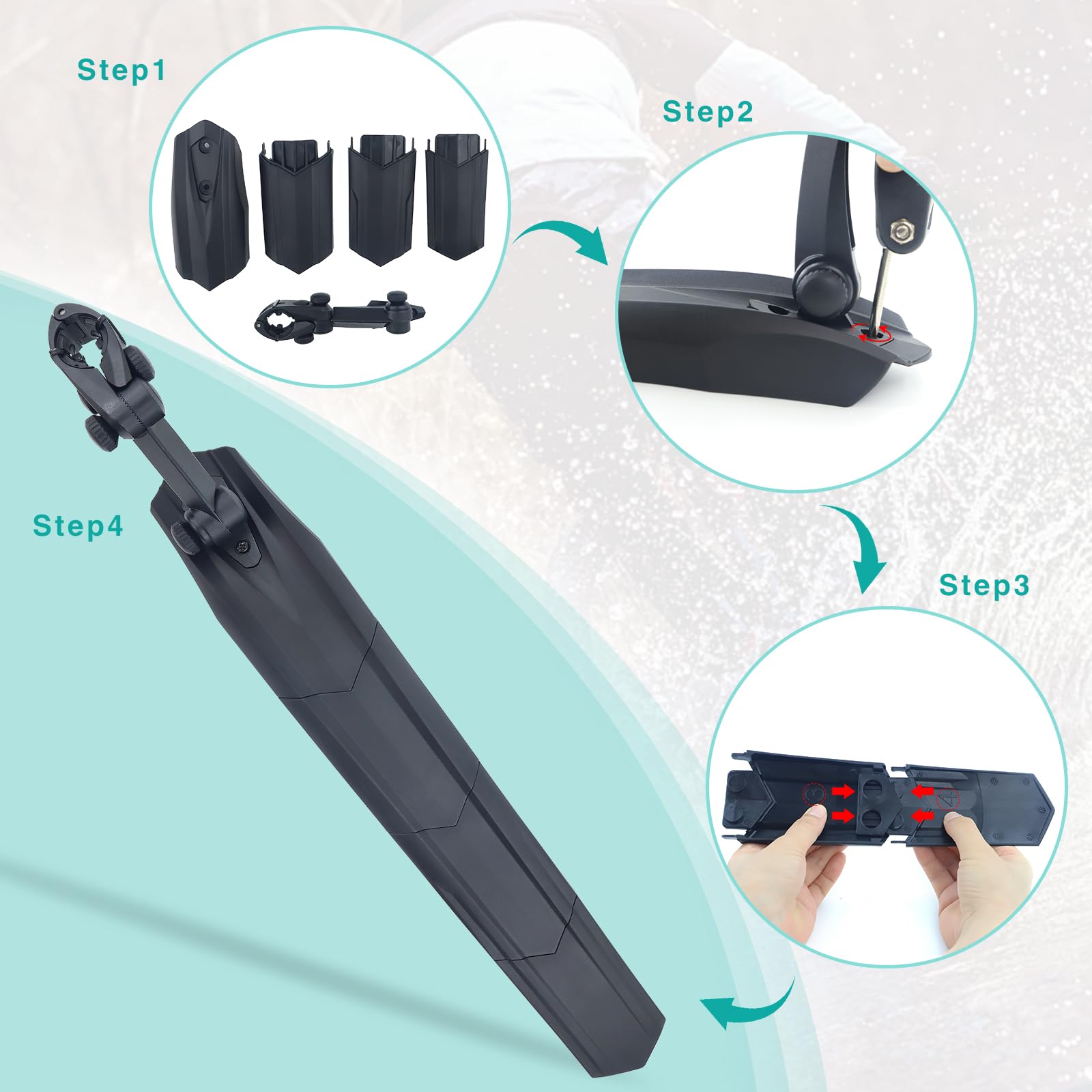 WEEROCK Rear Bike Fender Adjustable Bicycle Mudguard for 24 26 28 Inch Bicycle, Mountain Bike,MTB, 700C Road Bike