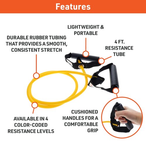Body Sport Studio Series Resistance Tubes, Medium Resistance, Yellow,ZZR146BMD
