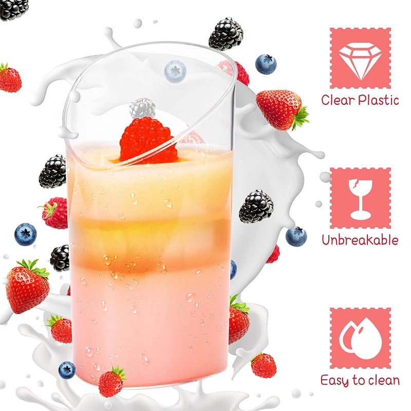 Chengu 100 Pack 3 oz Slanted Round Dessert Cups with Spoons - Clear