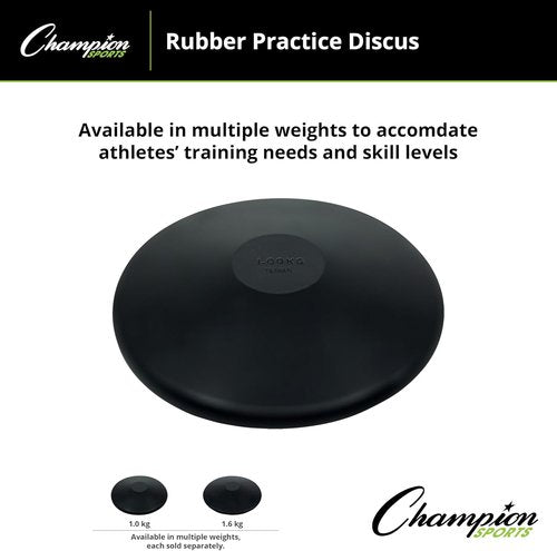 Champion Sports Rubber Practice Discus - Durable Design for Training | Ideal for All Skill Levels