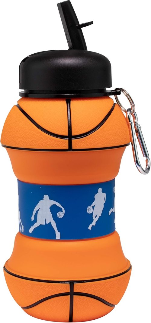 Maccabi Art Clip-On Silicone Basketball Water Bottle - BPA-Free, 18 Oz for Kids