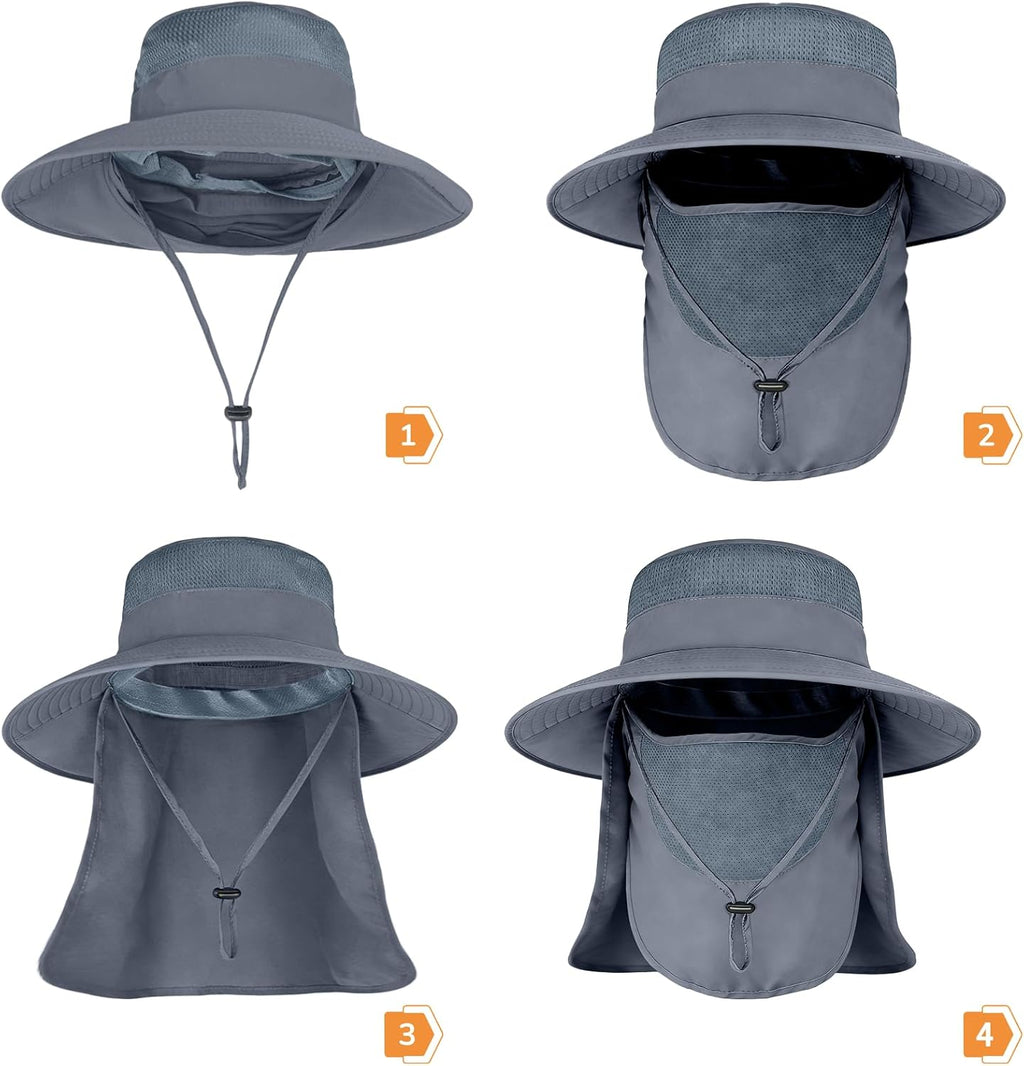 Sun Hats | UPF 50+ Breathable Fishing Hat for Men & Women - Wide Brim Summer Safari Hat with Neck Flap