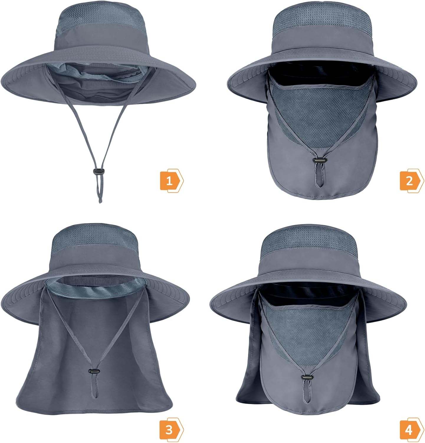 Sun Hats | UPF 50+ Breathable Fishing Hat for Men & Women - Wide Brim Summer Safari Hat with Neck Flap