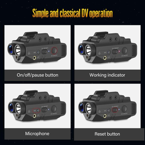 Defentac 500 Lumens Pistol Light Laser Combo with HD 1080P Camera is Compatible with Picatinny Rail, Rechargeable Tactical Flashlight and Green Laser Sight with Strobe/Momentary