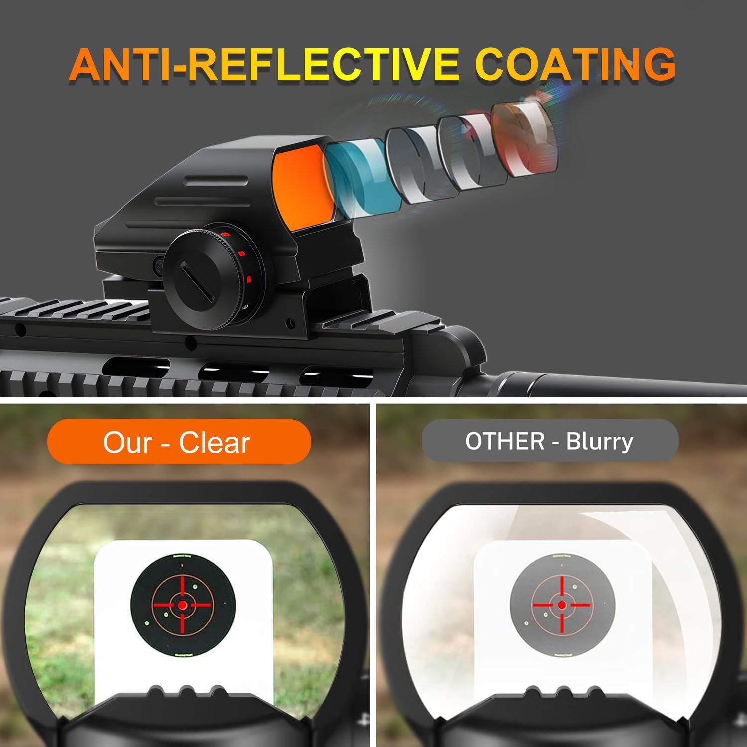 Red Dot Sight - Red and Green Reflex Rifle Scope with 4 Reticles & 20mm Rail Mount