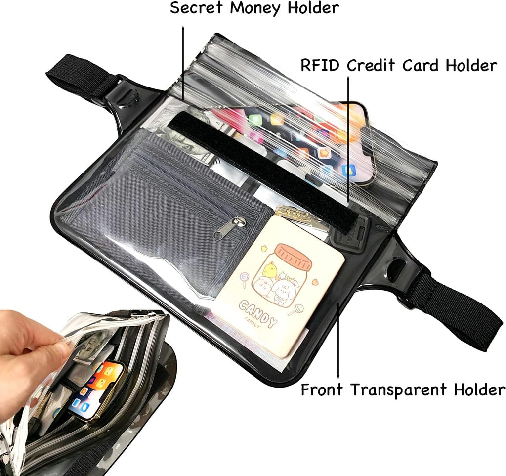 Skiennix Waterproof Waist Pouch - Dry Belt Bag Fanny Pack for Keys, Wallet & Phone | Ideal for Swimming & Surfing (Black)