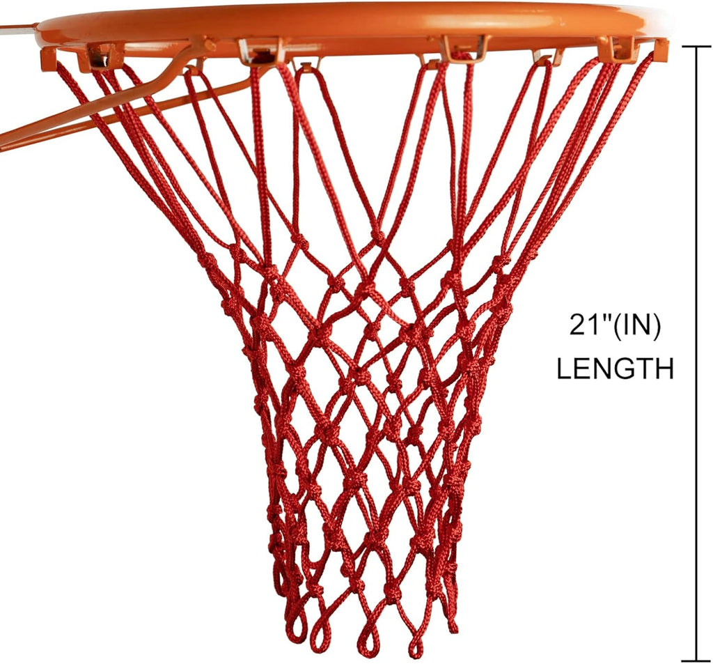 Sanung Basketball Net Replacement - Heavy Duty Anti-Whip Design | 12 Loops, Standard Size, Red