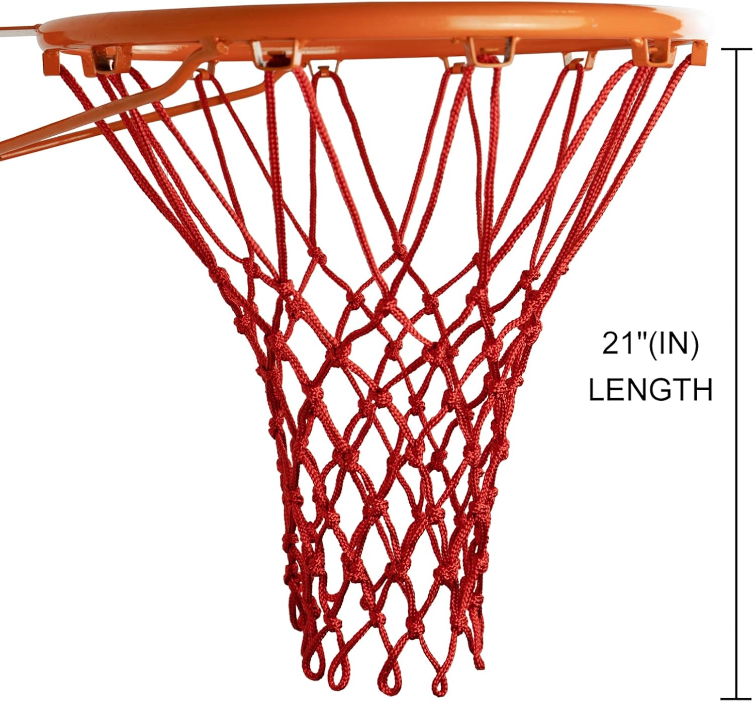 Sanung Basketball Net Replacement - Heavy Duty Anti-Whip Design | 12 Loops, Standard Size, Red