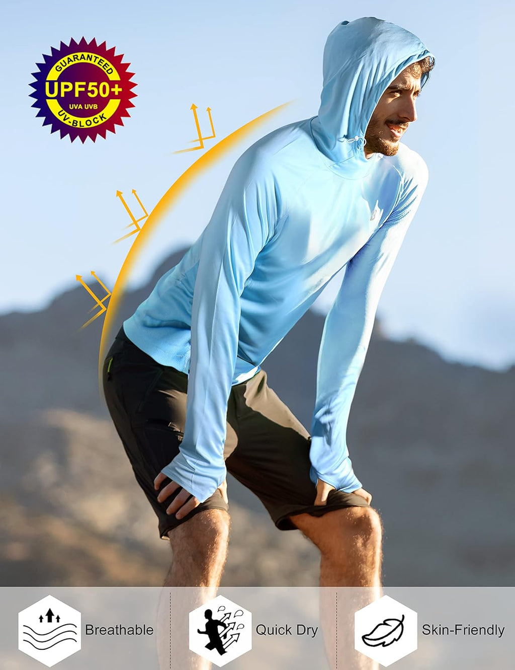 Roadbox UPF 50+ Sun Protection Hoodie - Quick Dry Long Sleeve Fishing & Hiking Shirt | SPF UV Protection