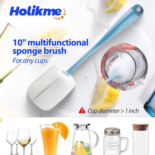 Holikme Bottle Brush Set - Long Handle Tube Cleaner for Narrow Neck Beer & Wine Decanters | Azul