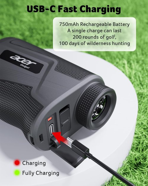 Acer Golf Rangefinder - 800/1200 Yards with Slope, 6X Magnification & Rechargeable Battery | Ideal for Hunting & Golf