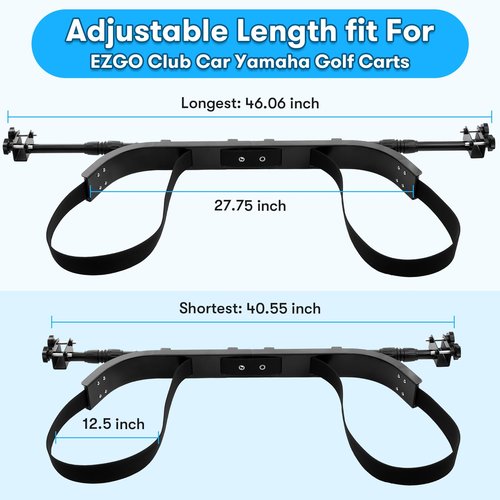 Kartols Golf cart Bag Holder Bracket No-Drilling Golf Club Holder for 2+2 Golf Cart Rear Seat for Yamaha, EZGO, Club Car, with 1 Inch Square Tube, Universal Golf cart Accessories Adjustable