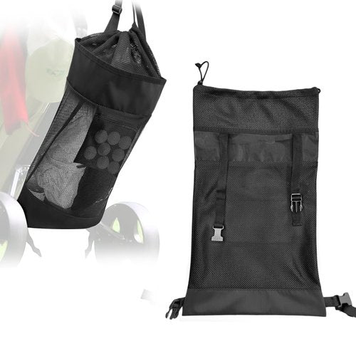 Golf Push Cart Accessories - Golf Storage Bag and Organizer for Universal Cart with Drawstring Closure, 3 Adjustable Buckles & Inner Mesh Pocket for Golf Balls, Oxford Cloth & Mesh Construction
