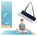 Omflex Kids Yoga Mat with Carrying Strap – 60"x24" Non-Slip Premium Exercise Mat for Kids, 3mm Thick Non-Toxic, PVC-Free Play Mat for Children, Dolphin, Car & Supergirl Designs (Dolphin)