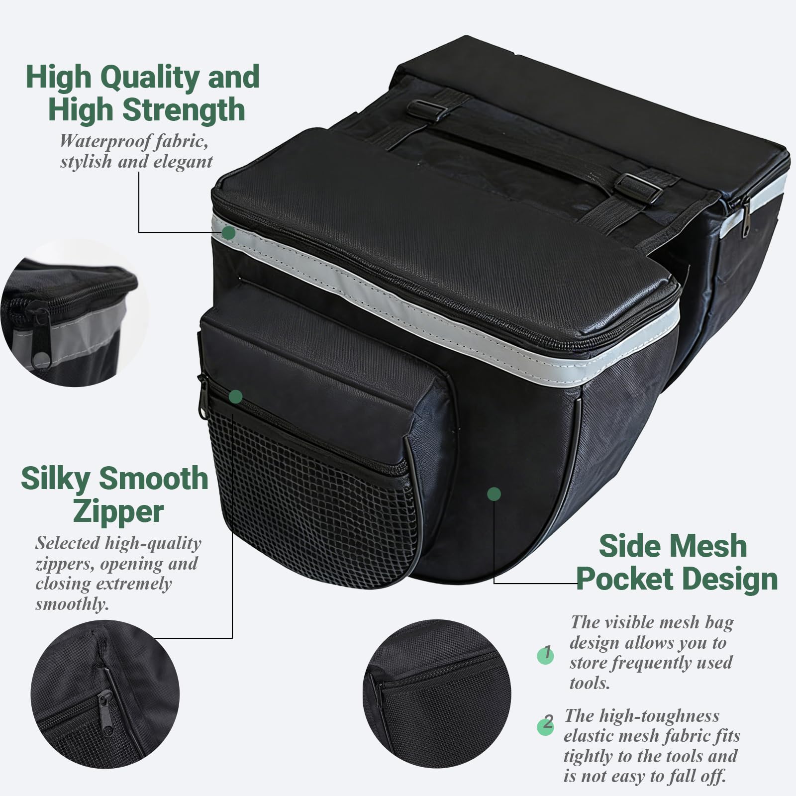 Yuecoom Bicycle Panniers, Bike Bag, Bicycle Rack Bag Bike Rear Carrier, 25L Waterproof Mountain Road Bike Rack Rear Seat Tail Carrier Trunk Doubility Pannier Bag
