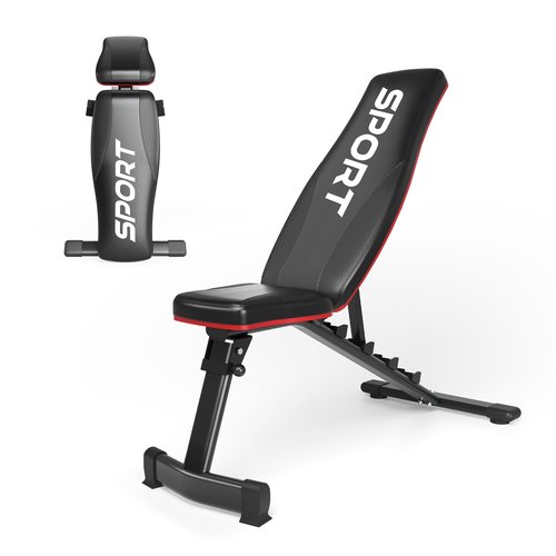 Adjustable Weight Bench for Home Gym, Foldable Workout Bench with 5-Position Backrest, Heavy-Duty Steel Frame, Compact Strength Training Bench for Beginners