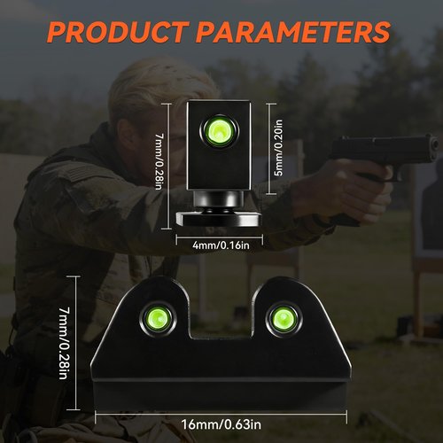 Lukvcoe Tritium Handgun Sight, High-Visible Front & Rear Night Sights for Glock 17, 17L, 19 to 35, 37, 38, 39, 40 and 41 Handguns Models, with Self Luminous Low-Light Tritium Dots.
