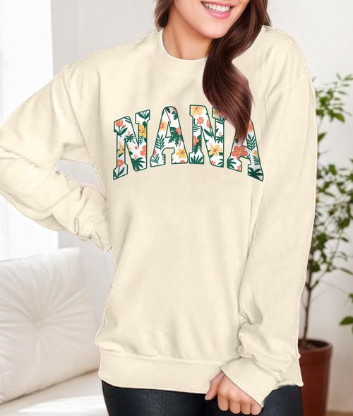 ZPL S Grandma Sweatshirts for Women Nana Graphic Long Sleeve Shirts Gigi Fall Crewneck Pullover Gift Tops Apricot