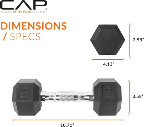 CAP Barbell Coated Hex Dumbbell Weights - Choose From 10-120 lbs | Durable & Versatile Options