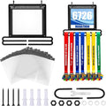 Race Bib and Medal Display Hanger, Running Bib Holder, Wall Mounted Hanging Rack Stands, Medal Holder Display Rack- 2 Rows Medals Hanger, Displays up to 40 Medals, 20 Race Bibs