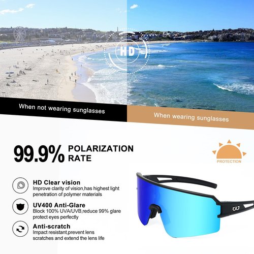 AVV Polarized Sports Sunglasses for Men Women - UV400 Protection Cycling Glasses with Lightweight TR90 Frame, Ideal for Running Baseball Fishing Driving
