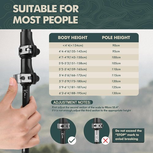 GPTCAMP Walking Sticks,Trekking Poles Collapsible Hiking Poles,Lightweight Folding Travel Walking Pole for Men Women,2pc Adjustable Hiking Stick with EVA Foam Grips for Backpacking,Black