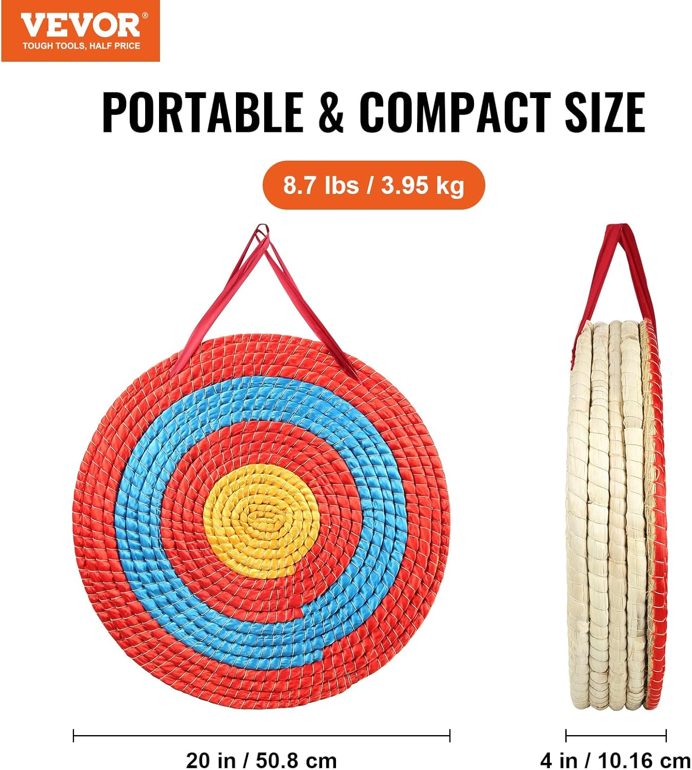 VEVOR 20" Round Straw Archery Target - Traditional Solid Straw Design for Backyard Use