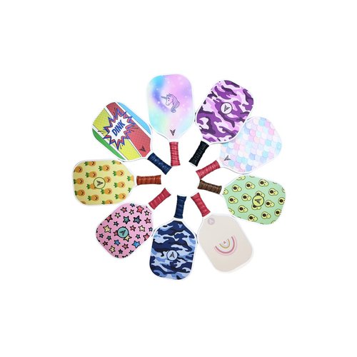 Youth Fiberglass Pickleball Paddles with Cushion Comfort - Shimmery Mermaid Design Pickleball Paddle Cushion Grip with Polypropylene Honeycomb Core, Lightweight Kids Paddles with Paddle Cover