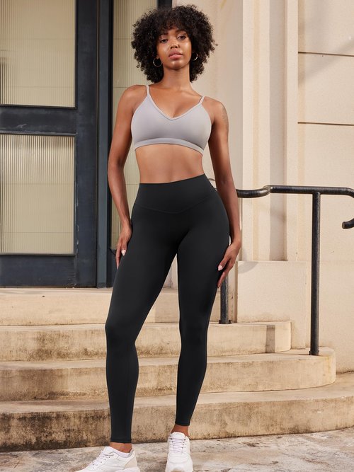 YEOREO Yoga Pants Workout Leggings for Women Hidden Scrunch Butt Lifting Leilanie High Waisted Tummy Control V Back Gym Leggings Black S