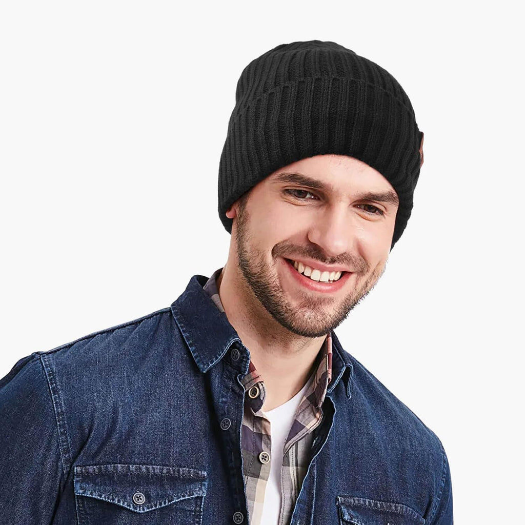 OZERO Knit Beanie - Thermal Thick Polar Fleece Winter Hat for Men & Women - Versatile Skull Cap