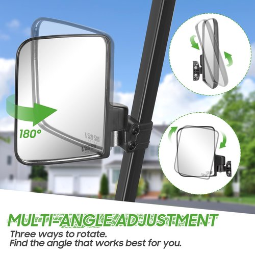 10L0L Golf Cart Mirrors, Folding Non-Drill Side Mirrors HD Glass Ultra Wide Sight Distance, Fits for Yamaha, Club Car, EZGO