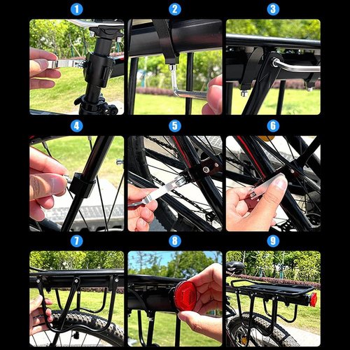 Bike Luggage Rack Rear Adjustable Bicycle Touring Carrier with Fender Board Frame-Mounted for Heavier Top Side Loads