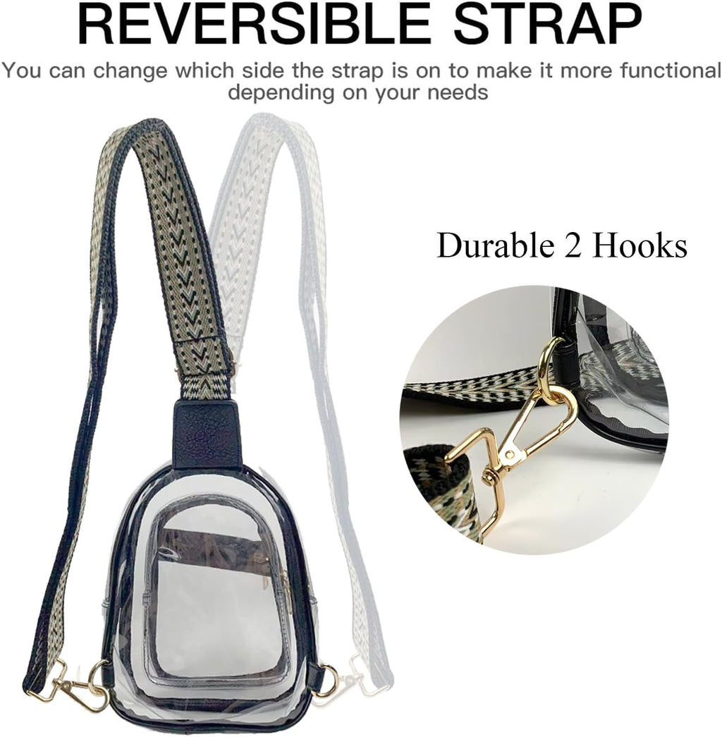 Skiennix Clear Stadium Bag - 3 Pocket Crossbody Sling Backpack | Transparent Concert Fanny Pack