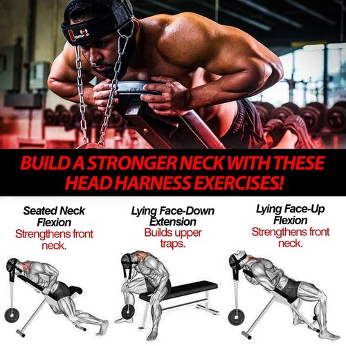 GripUp Neck Harness for Strength Training – Heavy Duty Adjustable Head Strap with Chain & D-Ring – Neck Exerciser for Athletes, Wrestlers, MMA, Boxing & Fitness