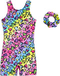 JESKIDS Leotards for Girls - Stylish Gymnastics Biketards with Shorts & Matching Scrunchie | Ages 3-15