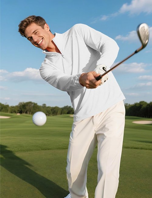 KINSWT Men's UPF 50+ Sun Shirt - Lightweight Long Sleeve 1/4 Zip with SPF UV Protection | Quick Dry Golf Shirt