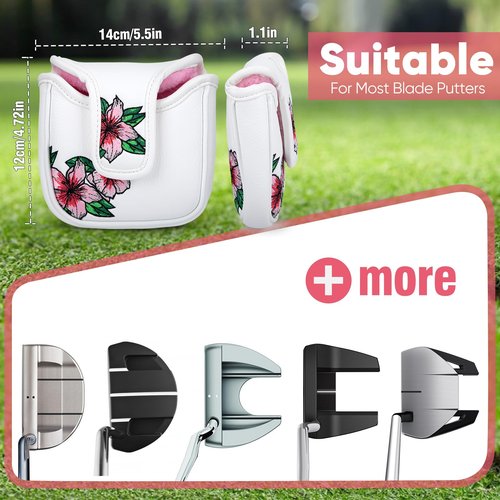 brdejc Golf Putter Covers Mallet Putter Cover Blade Putter Headcovers with Magnetic Closure Leather Golf Club Covers for Most Brand (for Mallet)