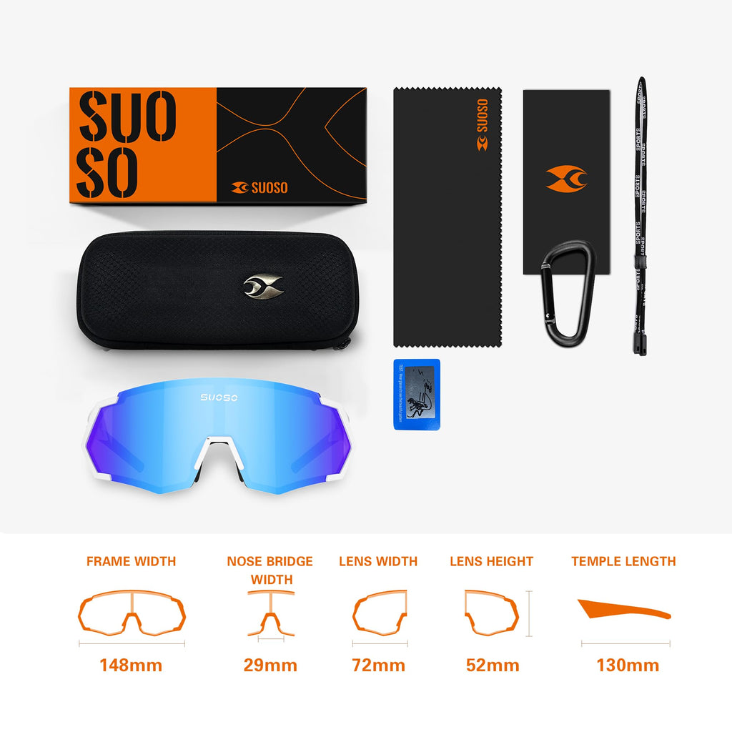 suoso Sports Polarized Sunglasses Men Women Cycling Sunglasses: Wrap Around UV Protection Running Sun Glasses for Baseball