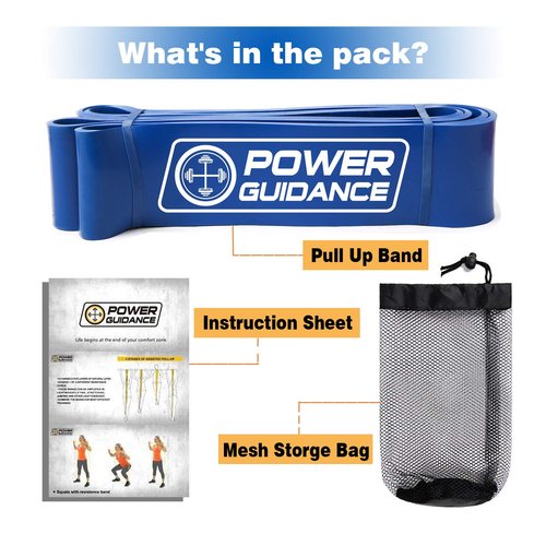 POWER GUIDANCE Pull Up Assist Bands - Stretch Resistance Band - Mobility Band - Powerlifting Bands - by Perfect for Body Stretching, Powerlifting, Resistance Training (Blue)