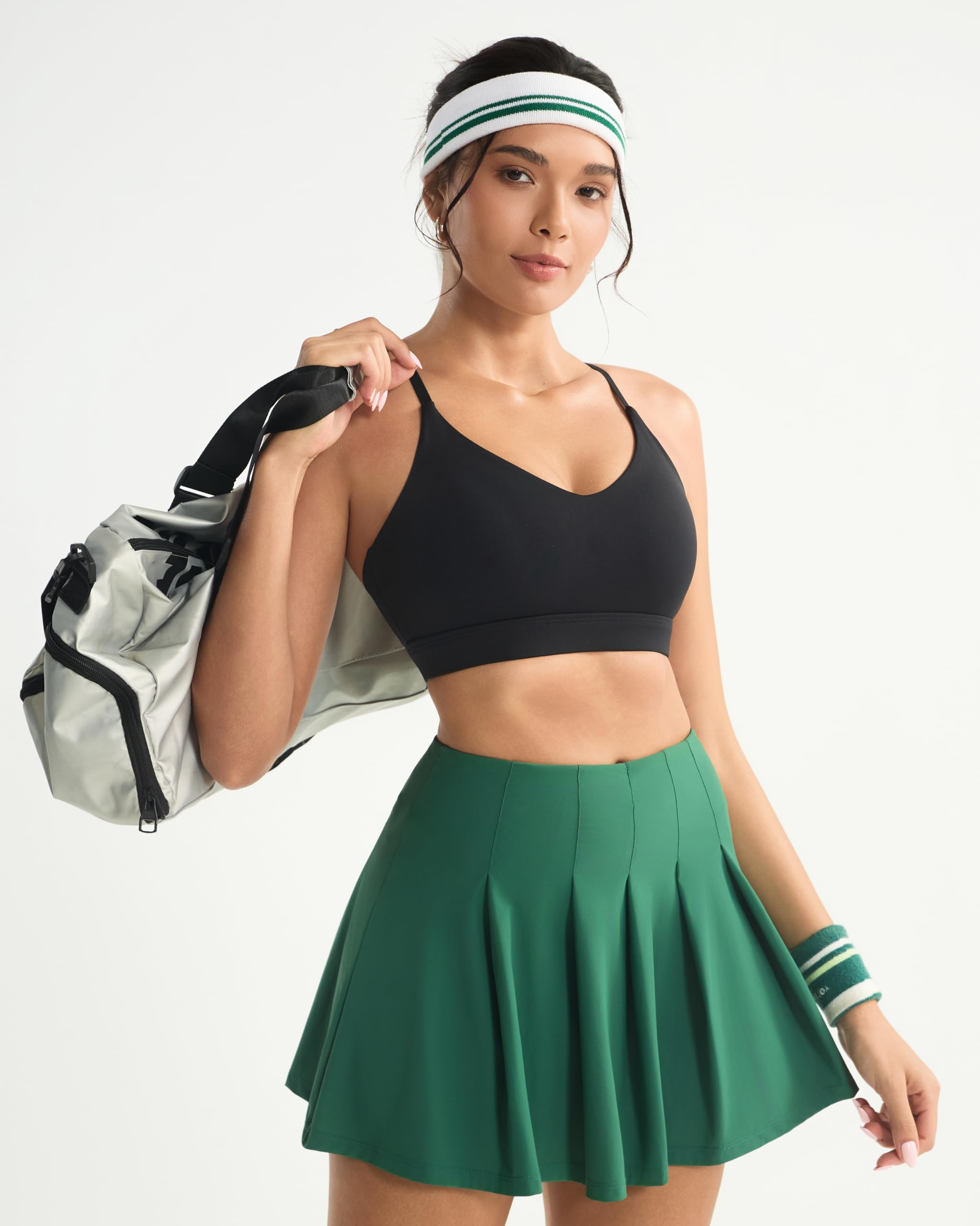 RUNNING GIRL V-Neck Sports Bras for Women - Adjustable Thin Straps Wireless Padded Yoga Top Low Impact_WX3147_Black_L