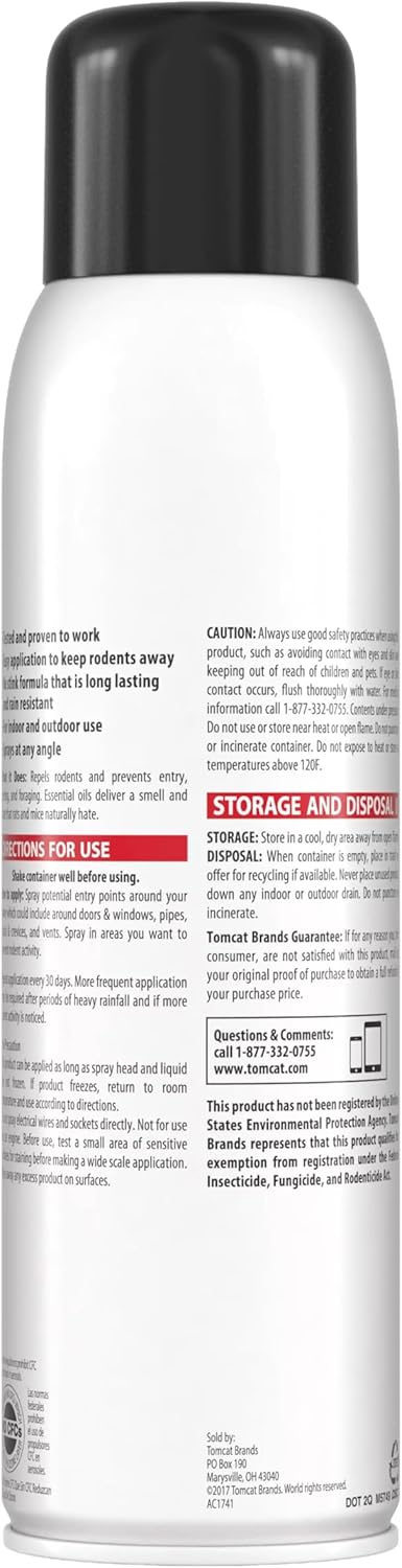 Tomcat Rodent Repellent Spray - No-Stink Indoor & Outdoor Mouse & Rat Deterrent | 14 oz Cinnamon, Peppermint & Garlic Formula