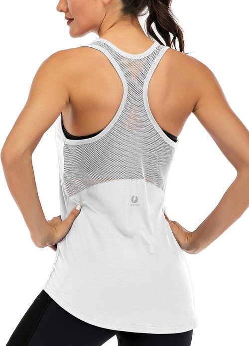 ICTIVE Women's Workout Tank Tops - Sleeveless Yoga Shirts with Mesh Racerback Design