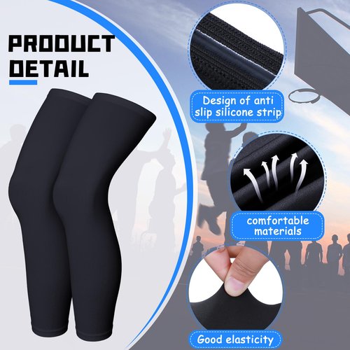 Charniol 4 Pairs Kids Arm Sleeves for Basketball Kids Long Compression Leg Sleeves and Arm Sleeves Youth Basketball Leg Sleeves(Black and White,Large)