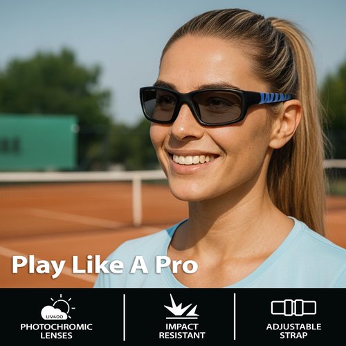 BLUE CUT Sports Protection Goggles, Photochromic Lenses Safety Glasses for Basketball, Pickleball and Outdoor Sports