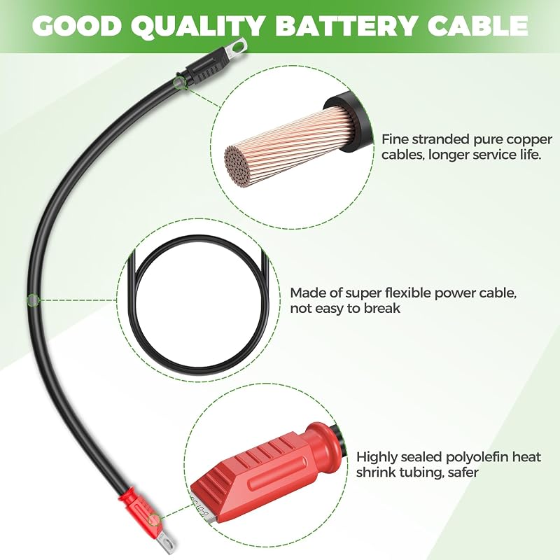 10L0L 48V Yamaha G22 Golf Cart Battery Cable Set — 4-Gauge, 5 Pieces, Pure Copper Lugs (Variation A)