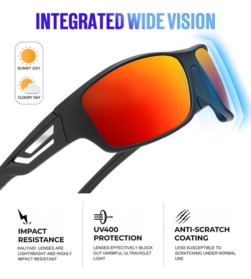 KALIYADI Sunglasses-Men Polarized Sports Sun-glasses: Mens Sun glasses Polarized UV400 Protection Running Cycling Outdoor