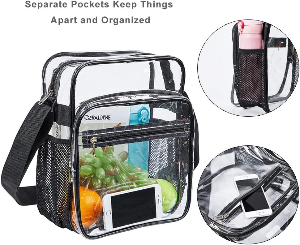 Skiennix Clear Bag - Stadium Approved Crossbody Messenger Shoulder Bag with Adjustable Strap | Perfect for Concerts & Sports Events