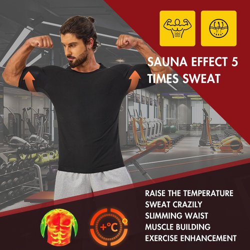 Lsnere Sauna Suit Sweat Shirt For Men Heat Trapping Compression Vest Shapewear Top Gym Accessories Exercise Slimming Body Shaper Workout Clothes Sweating Jacket M