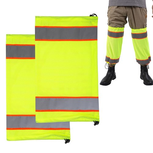 High Visibility Reflective Unisex-adult Work Leg Gaiter,Hi Vis Reflective Classic Two-tone Mesh Leg Gaiters (Yellow)