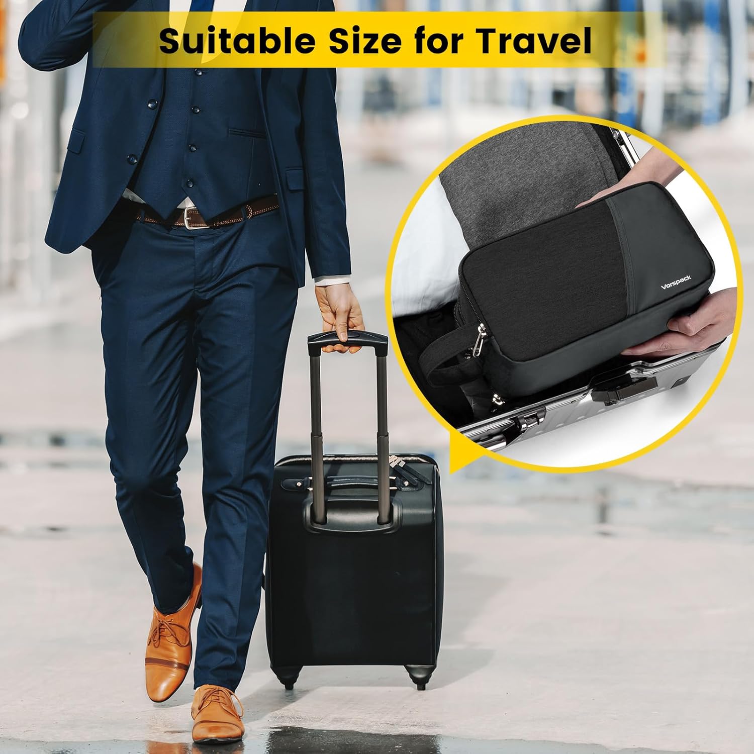 Vorspack Travel Toiletry Bag - Water-Resistant Men's Skincare Organizer | Ideal for Bathroom Essentials - Black